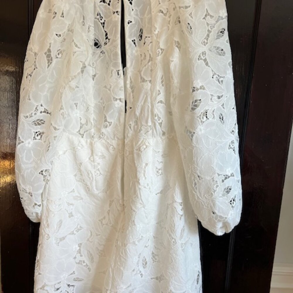 Jenny Yoo White Lace Mini Dress with Scalloped Cutout - Picture 3 of 5